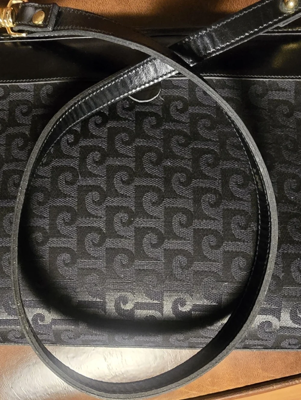 Pierre Cardin Monogram Pattern Black Crossbody Shoulder Bag
